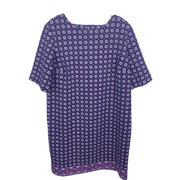 Banana Republic BR Womens Size 14 Dress Retro Purple Mod Floral Half Sleeve - Picture 1 of 4